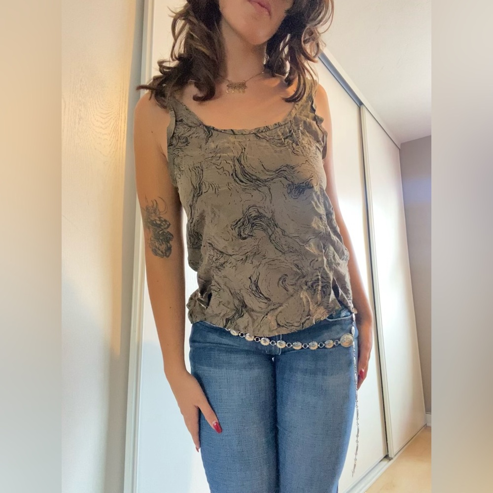 Low back taupe tank top